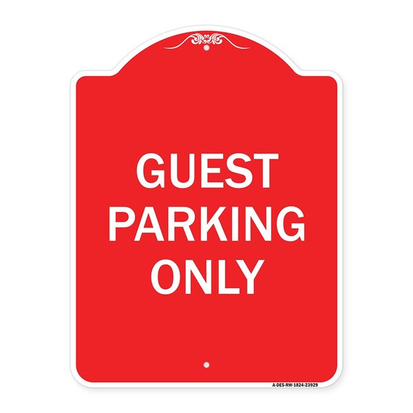 Signmission Designer Series Sign-Guest Parking Only, Red & White Aluminum Sign, 18" x 24", RW-1824-23929 A-DES-RW-1824-23929 - main